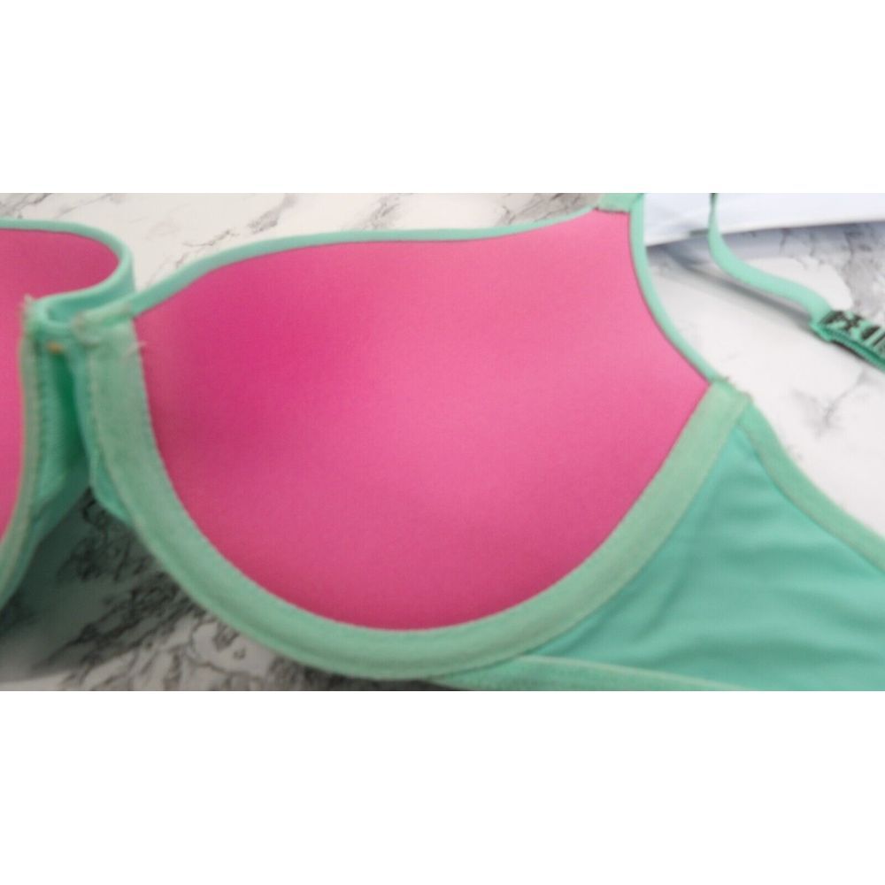 PINK Victoria's Secret Bra Green Underwired Convertible Tribal Print Straps 34C - Picture 6 of 10